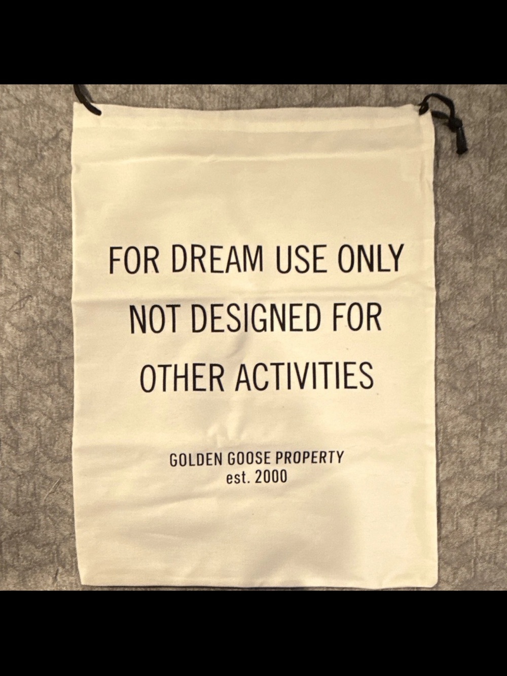 Golden Goose Cream Drawstring Dust Bag.